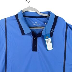 Sergio Tacchini Campo Court Polo Mens 4XL Blue‎ Short Sleeve Athletic Shirt NEW